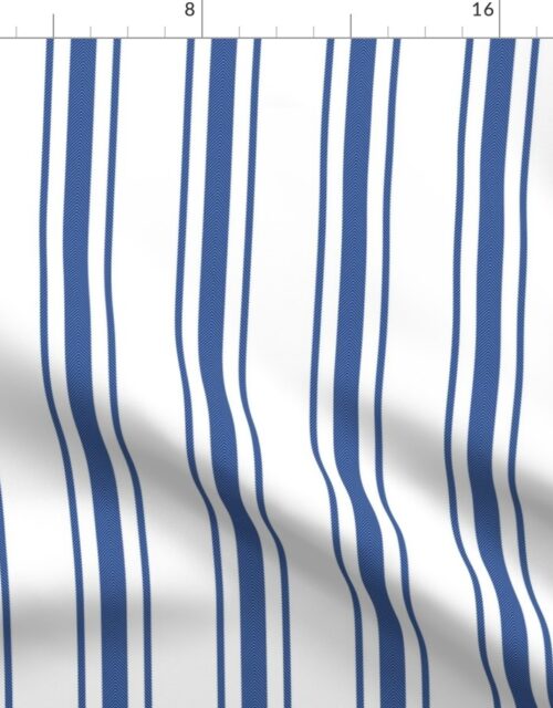 Mattress Ticking Wide Striped Pattern in Dark Blue and White Fabric