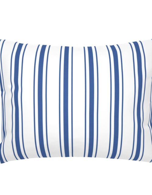Mattress Ticking Wide Striped Pattern in Dark Blue and White Standard Pillow Sham