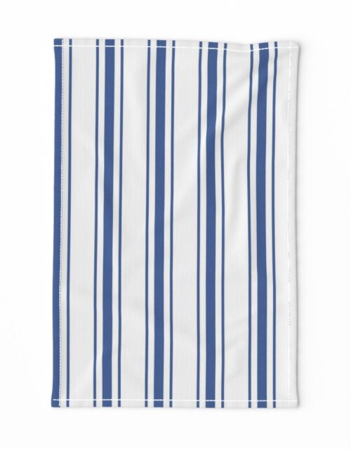 Mattress Ticking Wide Striped Pattern in Dark Blue and White Tea Towel