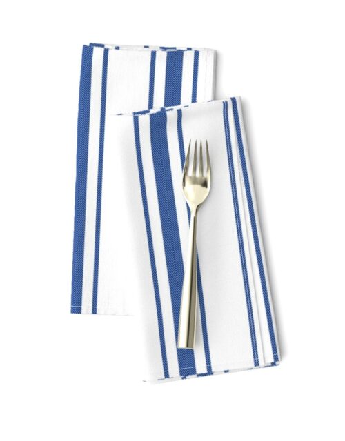 Mattress Ticking Wide Striped Pattern in Dark Blue and White Dinner Napkins