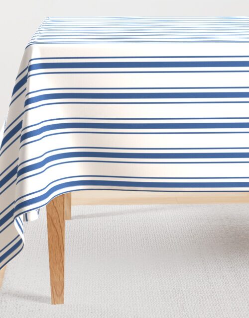 Mattress Ticking Wide Striped Pattern in Dark Blue and White Rectangular Tablecloth