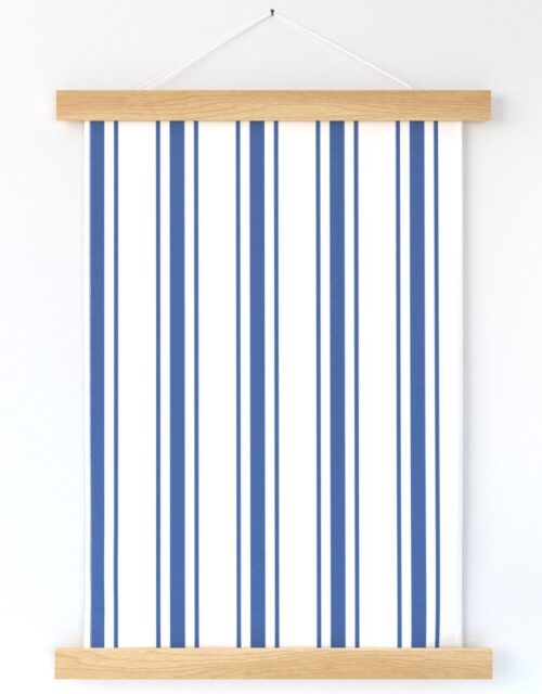 Mattress Ticking Wide Striped Pattern in Dark Blue and White Wall Hanging