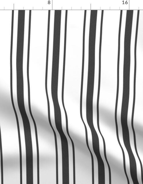 Mattress Ticking Wide Striped Pattern in Dark Black and White Fabric