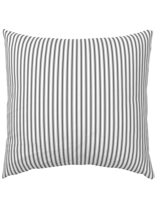 Mattress Ticking Narrow Striped Pattern in Dark Black and White Euro Pillow Sham