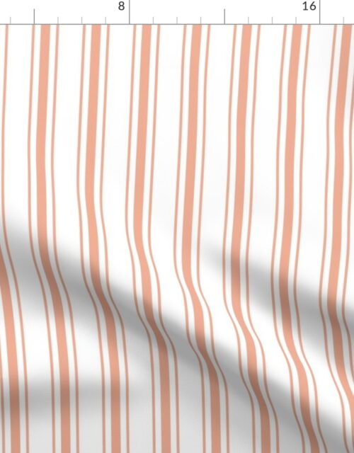 Small Shell Coral Peach Orange Mattress Ticking Stripes Fabric