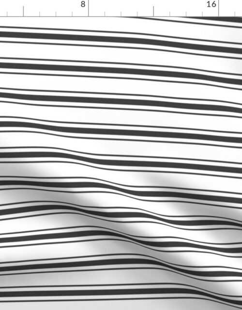 Mattress Ticking Narrow Striped Pattern in Dark Black and White Fabric