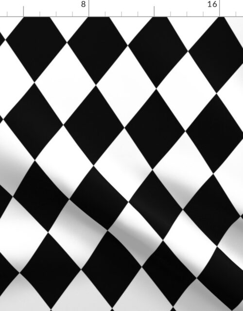 Classic Black and White Harlequin Diamond Check Fabric
