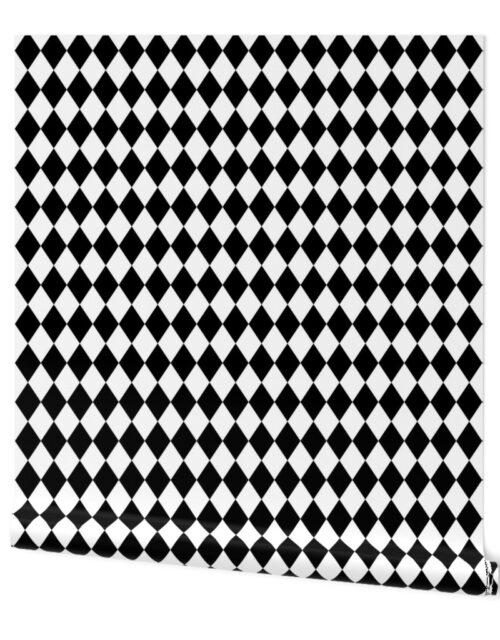 Classic Black and White Harlequin Diamond Check Wallpaper