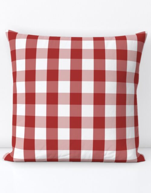 Aurora Red Gingham Check Square Throw Pillow