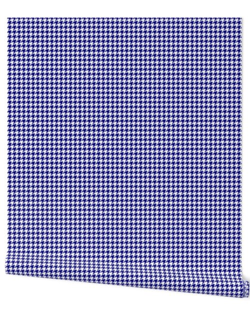 Dark Navy Blue and White Houndstooth Check Wallpaper