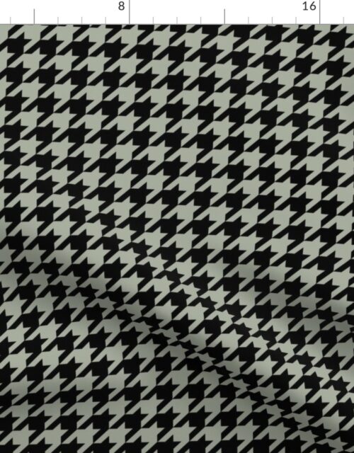 Desert Sage Grey Green and Black Houndstooth Check Fabric