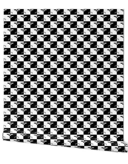 Black and White Checkerboard Scales of Justice Legal Pattern Wallpaper