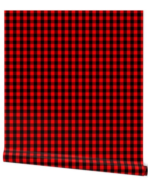 Mini Red and Black Buffalo Check Plaid Tartan Wallpaper