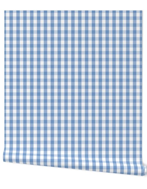Classic Pale Blue Pastel Gingham Check Wallpaper