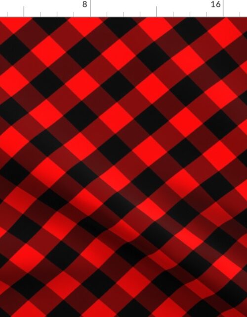 Diagonal Red and Black Buffalo Check Plaid Tartan Fabric