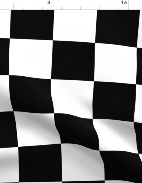 Large Black and White Check Fabric