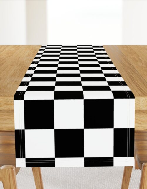 Large Black and White Check Table Runner