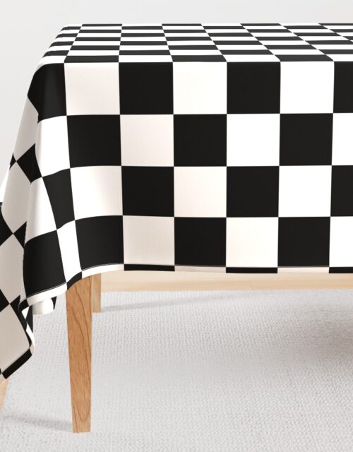 Large Black and White Check Rectangular Tablecloth