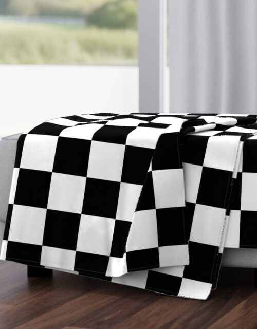 Large Black and White Check Throw Blanket