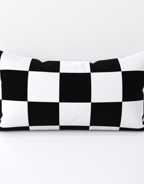 Large Black and White Check Lumbar Throw Pillow