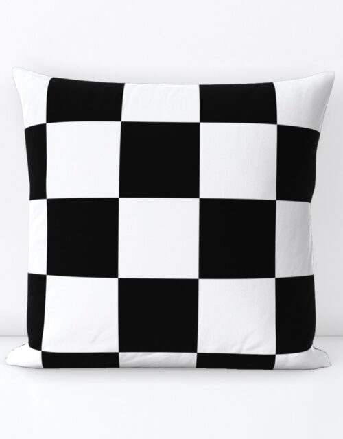 Large Black and White Check Square Throw Pillow