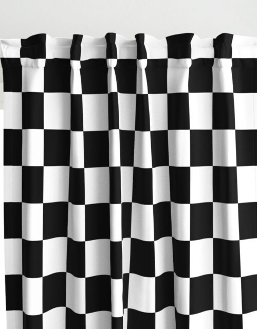 Large Black and White Check Curtains