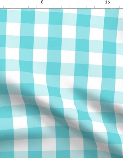 Pale Aqua Blue Gingham Check Pattern Fabric