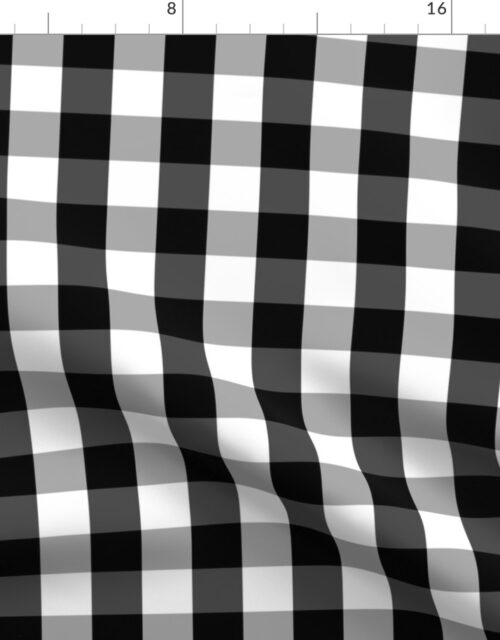 Small Black White Gingham Checked Square Pattern Fabric