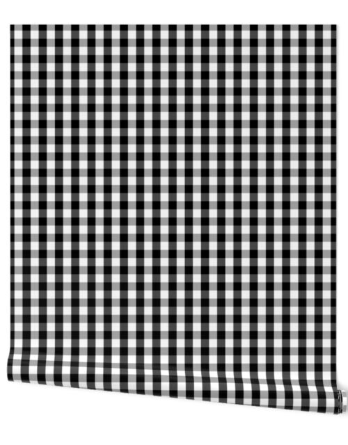 Small Black White Gingham Checked Square Pattern Wallpaper