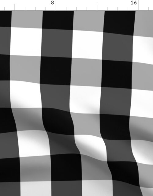 Large Black White Gingham Checked Square Pattern Fabric