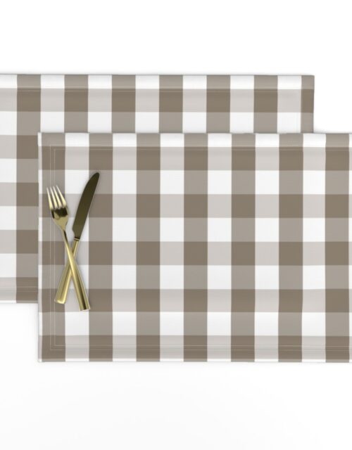 Mulch Brown Gingham Check Plaid Placemats
