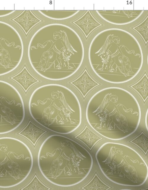 Grisaille Antique Gold Neo-Classical Ovals Fabric