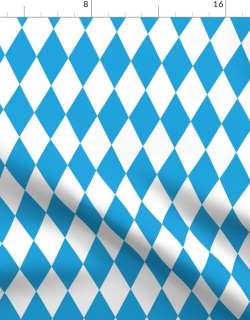 Oktoberfest Bavarian Blue and White Medium Diagonal Diamond Pattern Fabric