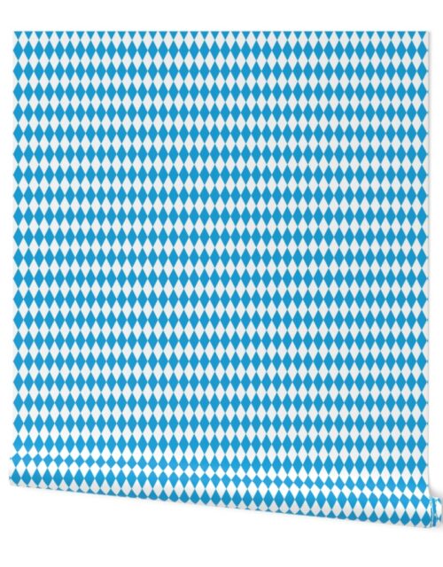 Oktoberfest Bavarian Blue and White Medium Diagonal Diamond Pattern Wallpaper