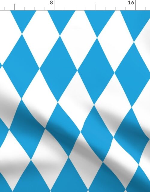 Oktoberfest Bavarian Blue and White Large Diagonal Diamond Pattern Fabric