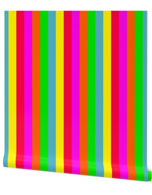 Neon Hawaiian Rainbow Cabana Stripes Wallpaper