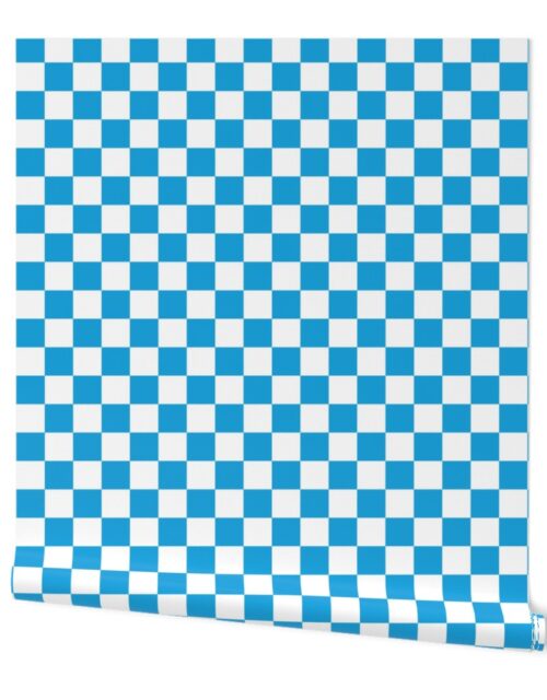 Oktoberfest Bavarian Large Blue and White Checkerboard Wallpaper