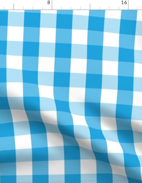 Oktoberfest Bavarian Blue and White Large Gingham Check Fabric