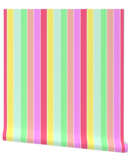 Pastel Rainbow Sorbet Deck Chair Stripes Wallpaper