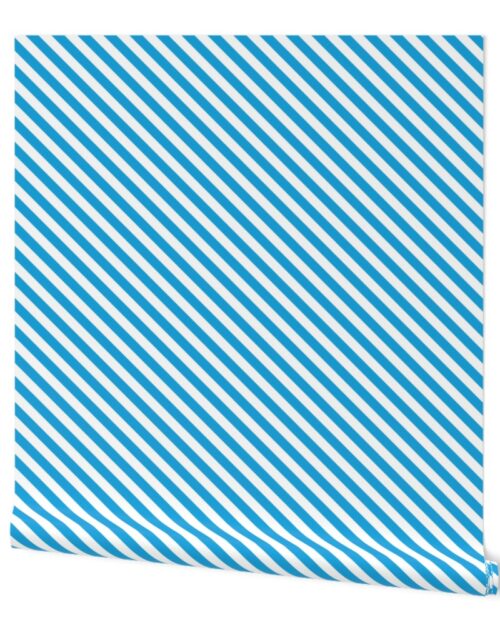 Oktoberfest Bavarian Blue and White Small Candy Cane Stripes Wallpaper