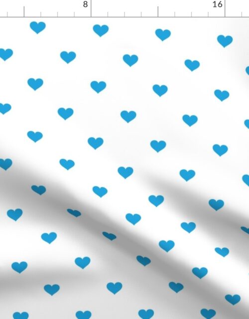 Oktoberfest Bavarian Blue Mini Love Hearts on White Fabric