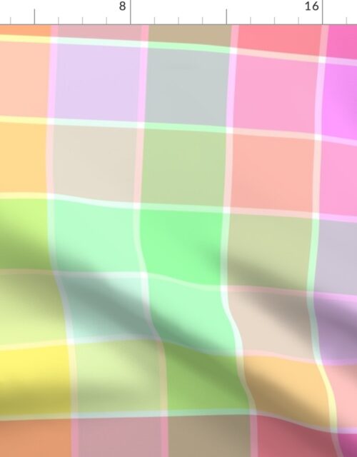 Pastel Rainbow Sorbet Ice Cream Check Fabric