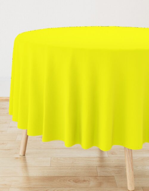 Bright Fluorescent Yellow Neon Round Tablecloth