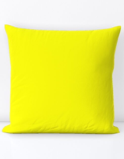 Bright Fluorescent Yellow Neon Square Throw Pillow