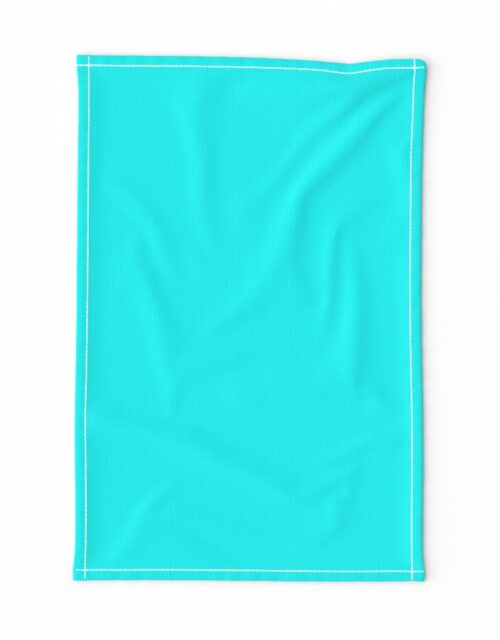 Bright Neon Aqua Blue Solid Coordinate Tea Towel