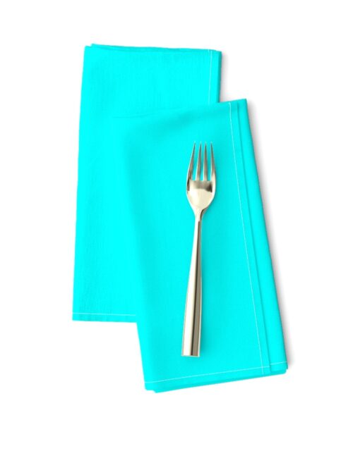 Bright Neon Aqua Blue Solid Coordinate Dinner Napkins