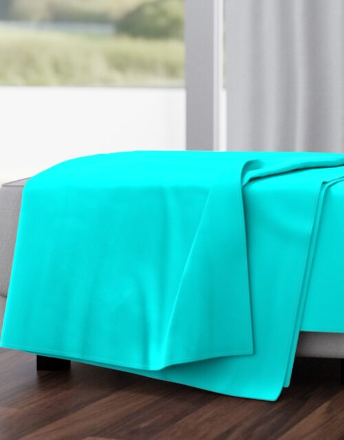 Bright Neon Aqua Blue Solid Coordinate Throw Blanket