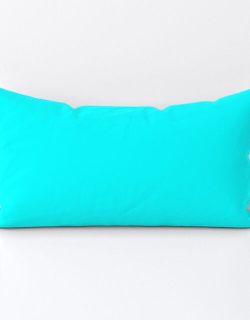 Bright Neon Aqua Blue Solid Coordinate Lumbar Throw Pillow