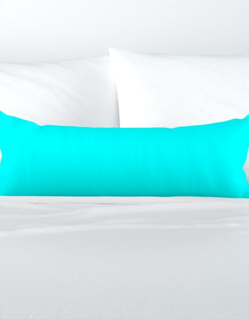 Bright Neon Aqua Blue Solid Coordinate Extra Long Lumbar Pillow