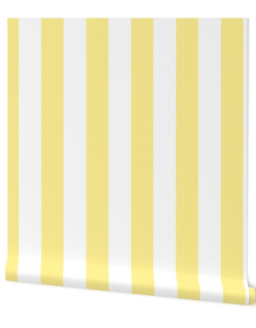 Buttermilk Yellow and White 3 Inch Vertical Circus Stripes Wallpaper
